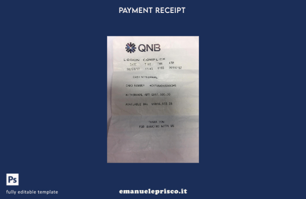 modello di controllo del pagamento bancario Qnb in stile verificato